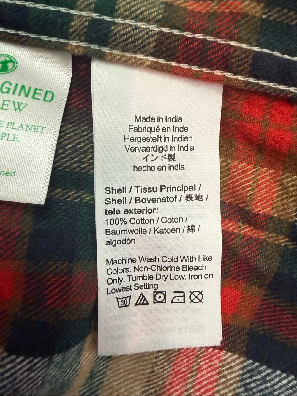 J.Crew Men’s Medium Red Green Plaid Cotton Flannel Button-Down Shirt
